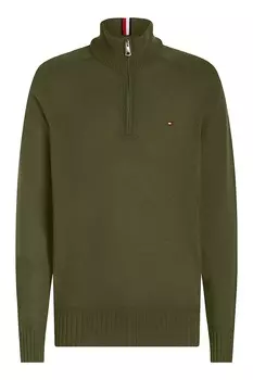 Шерстяной свитер с короткой молнией Tommy Hilfiger, зеленый