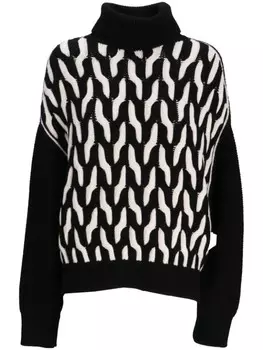 Шерстяной свитер с косами BOSS, черный