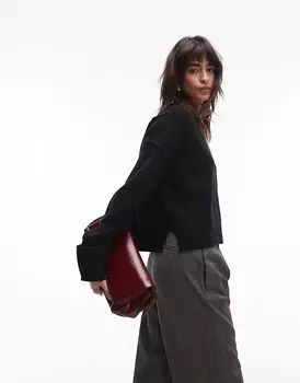 Шерстяной свитер с круглым вырезом ARKET черного цвета