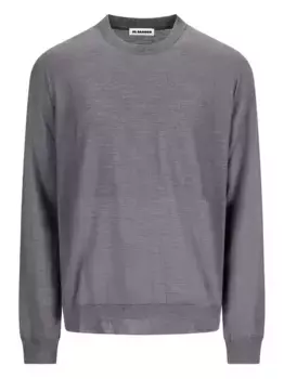 Шерстяной свитер с круглым вырезом JIL SANDER, серый