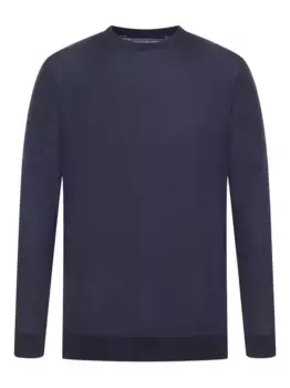 Шерстяной свитер с круглым вырезом Kiton, синий