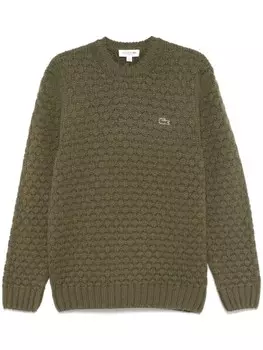 Шерстяной свитер с круглым вырезом Lacoste, зеленый