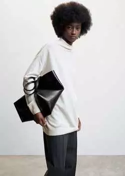 Шерстяной свитер с круглым вырезом MANGO, кремовый/экрю