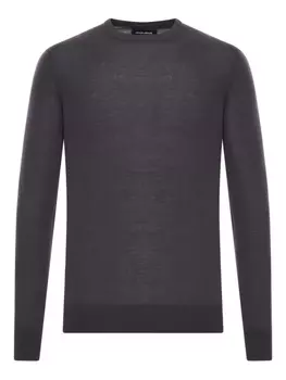 Шерстяной свитер с круглым вырезом от Giorgio Armani, серый