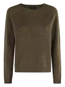 Шерстяной свитер с круглым вырезом Roberto Collina, зеленый