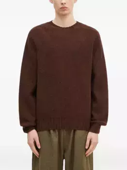 Шерстяной свитер с круглым вырезом Universal Works, коричневый