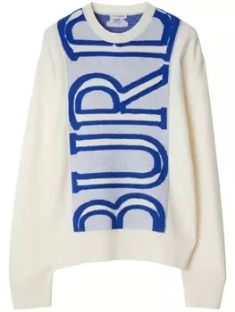 Шерстяной свитер с логотипом Burberry, нейтральный