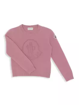 Шерстяной свитер с логотипом для маленьких девочек и девочек Moncler, розовый