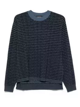 Шерстяной свитер с логотипом EMPORIO ARMANI, синий