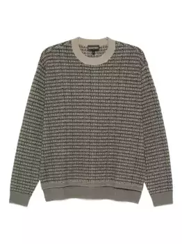 Шерстяной свитер с логотипом EMPORIO ARMANI, зеленый