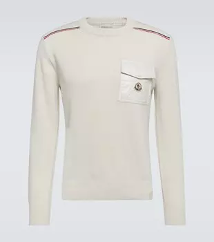 Шерстяной свитер с логотипом Moncler, бежевый