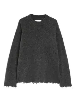 Шерстяной свитер с начесом и необработанным краем JIL SANDER, серый