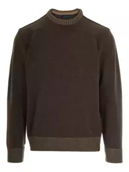 Шерстяной свитер с подолом в рубчик Paul & Shark, коричневый