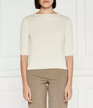 Шерстяной свитер с ромбовидным узором Marella, экрю