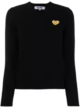 Шерстяной свитер с V-образным вырезом Comme Des Garons Play, черный