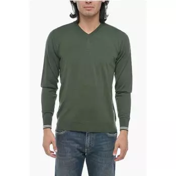 Шерстяной свитер с V-образным вырезом Peserico, Green