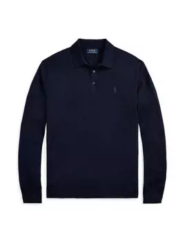 Шерстяной свитер с воротником-поло Polo Ralph Lauren, синий