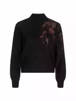 Шерстяной свитер с вышивкой Brunello Cucinelli, черный