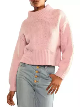 Шерстяной свитер с высоким воротником Cynthia Rowley, розовый