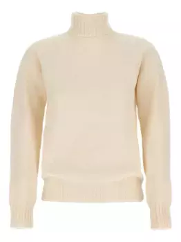 Шерстяной свитер с высоким воротником Drumohr, белый