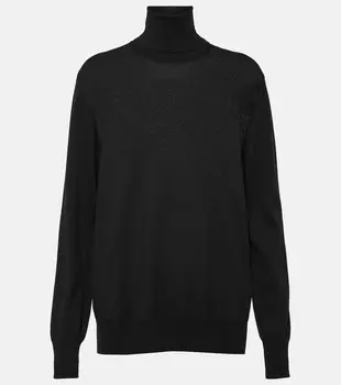 Шерстяной свитер с высоким воротником Jil Sander, черный