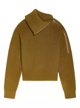 Шерстяной свитер с высоким воротником на молнии DRIES VAN NOTEN, коричневый