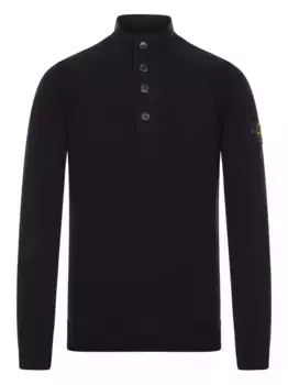 Шерстяной свитер с высоким воротником Stone Island, черный