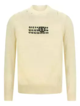 Шерстяной свитер с жаккардовыми деталями и потертостями MM6 Maison Margiela