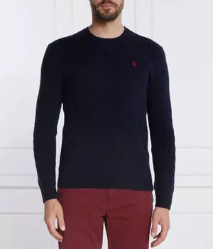 Шерстяной свитер Slim fit Polo Ralph Lauren, синий