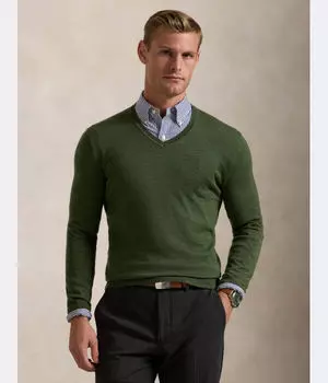 Шерстяной свитер Slim fit Polo Ralph Lauren, зеленый