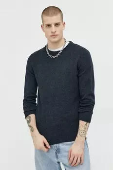 Шерстяной свитер Solid, темно-синий