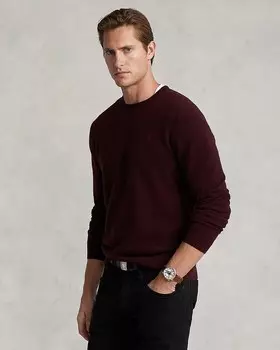 Шерстяной свитер стандартной посадки Polo Ralph Lauren с круглым вырезом, красный