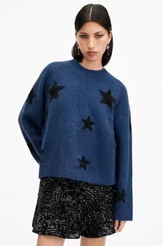 Шерстяной свитер STARLET Allsaints, темно-синий