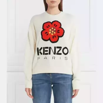 Шерстяной свитер свободного кроя Kenzo, бежевый