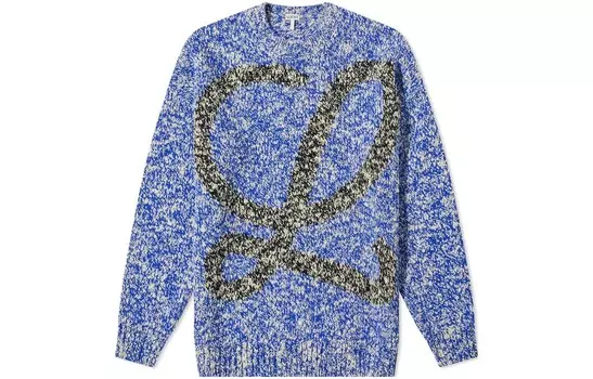 Шерстяной свитер свободного кроя размера L Loewe, синий