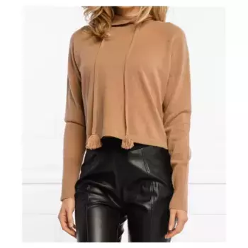 Шерстяной свитер свободного кроя с добавлением кашемира Marella, коричневый