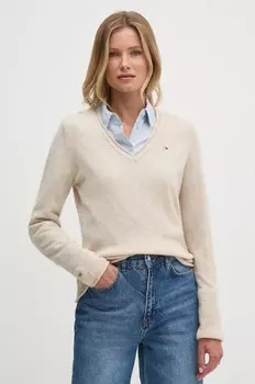 Шерстяной свитер Tommy Hilfiger, бежевый