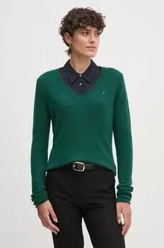 Шерстяной свитер Tommy Hilfiger, зеленый