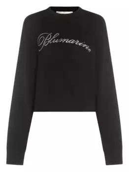 Шерстяной свитер, украшенный кристаллами BLUMARINE, черный
