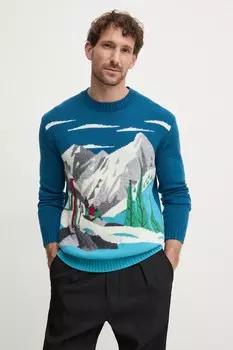 Шерстяной свитер United Colors Of Benetton, бирюзовый