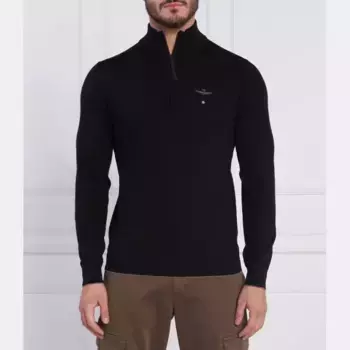 Шерстяной свитер узкого кроя Aeronautica Militare, черный