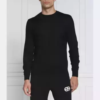 Шерстяной свитер узкого кроя Emporio Armani, черный