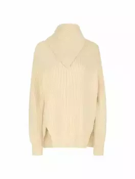 Шерстяной свитер в рубчик Jil Sander, бежевый