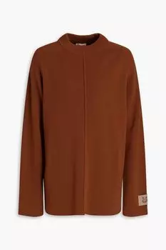 Шерстяной свитер в рубчик с аппликациями KENZO, коричневый