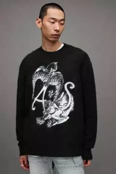 Шерстяной свитер Wilder с овальным вырезом Allsaints, черный