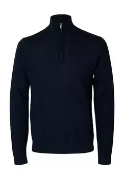 Шерстяной свитер, воротник тройник, мужской SELECTED, цвет 178814 Navy Blaze