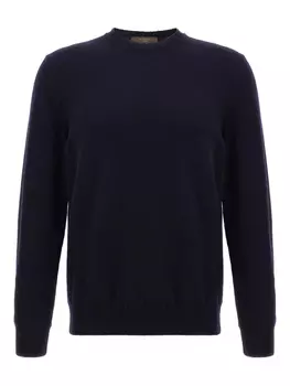 Шерстяной свитер Zanone с круглым вырезом, синий