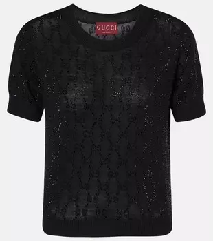 Шерстяной топ GG Crystal Gucci, черный