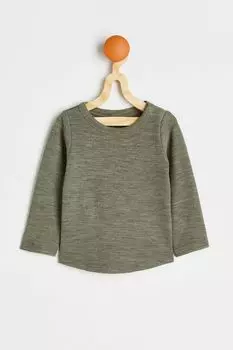 Шерстяной топ с длинными рукавами H&amp;M, хаки зеленый меланж