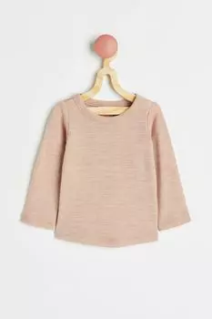 Шерстяной топ с длинными рукавами H&amp;M, пудрово-розовый меланж